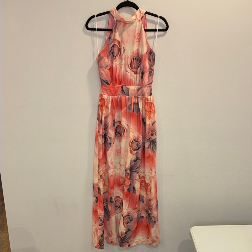 Xtaren Halter Rose Floral Dress Size Small